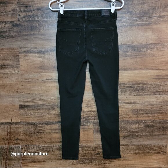 American Eagle Jeans 2 S Jegging 360 Next Level Stretch Super Hi Rise Black Wash - Picture 2 of 12